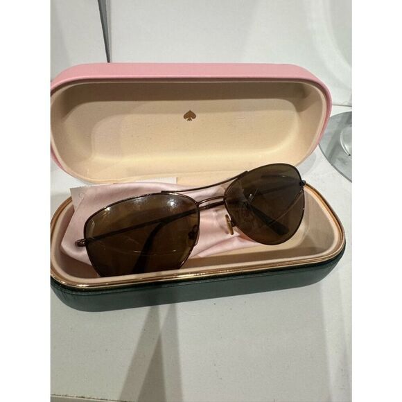 kate spade Pink Sunglasses Case with Brown Lens Aviator Sunglasses